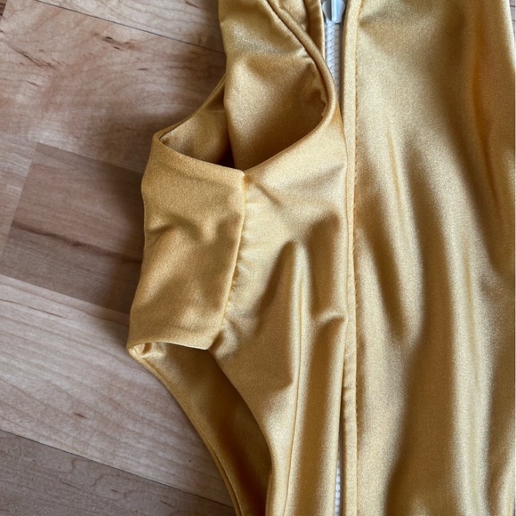 NWOT Sage Swim Cyprus One Piece High Cut Bathing Suit in Mustard - Picture 6 of 10